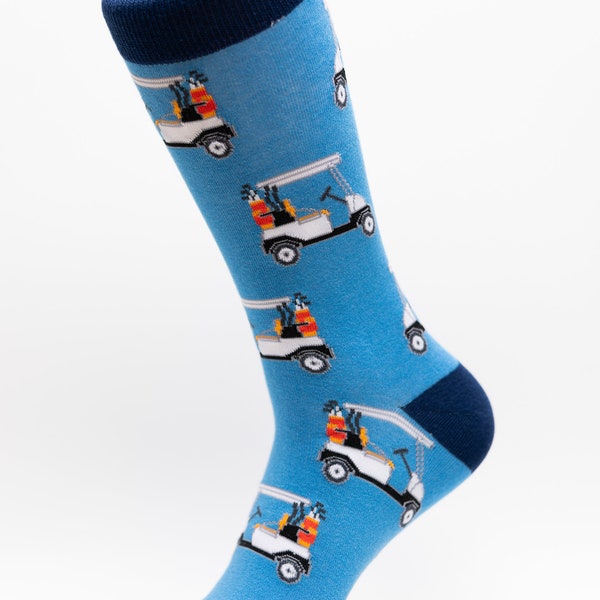 Golf Cart Crew Socks | Fun Socks | Cool Socks | Awesome Socks | Crazy Socks | Groom Socks | Funky Socks | Men's Socks | Golf Course