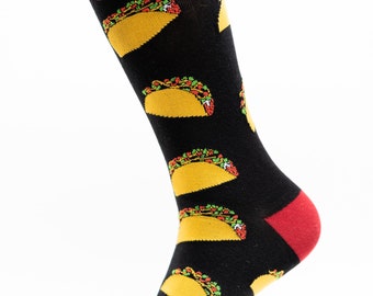 Taco Crew Socks | Fun Socks | Cool Socks | Awesome Socks | Crazy Socks | Groom Socks | Funky Socks | Men's Socks | Mexican Food Lover