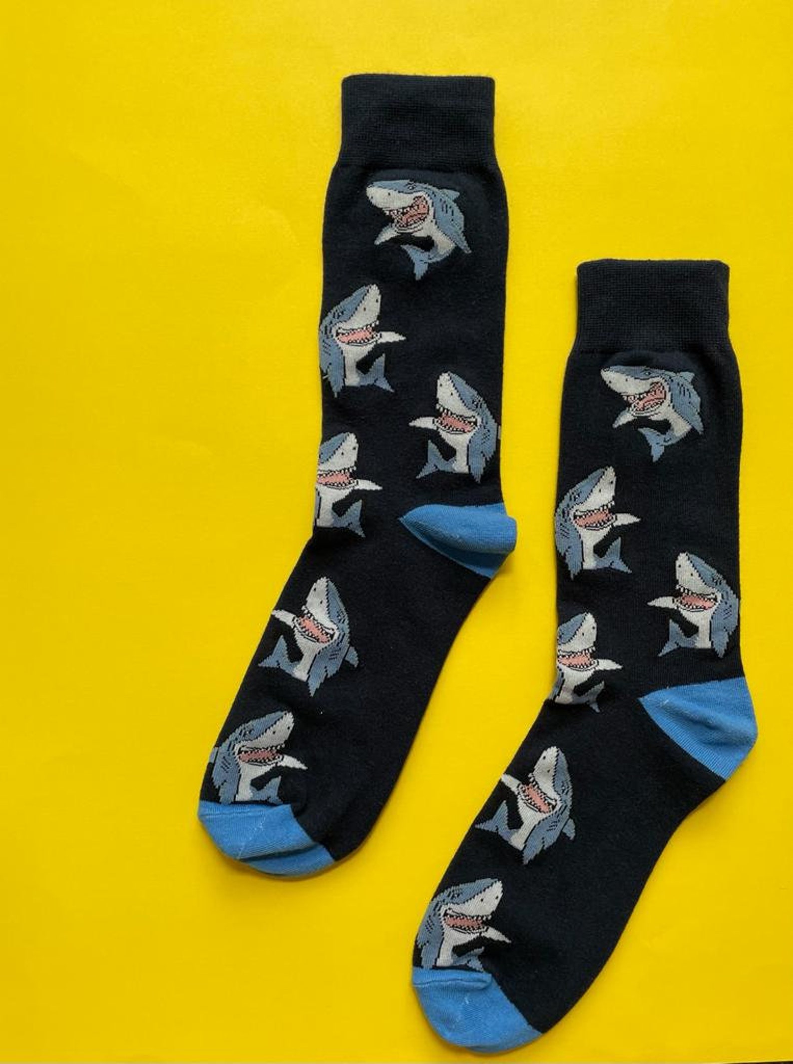 Mens Socks Shark Socks Fun Socks Cool Socks Awesome Etsy