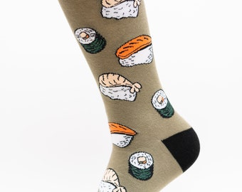 Sushi Crew Socks | Fun Socks | Cool Socks | Awesome Socks | Crazy Socks | Groom Socks | Funky Socks | Men's Socks | Japanese Food