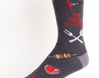 Grill Master Men's Socks | BBQ Accessories Socks | Fun Socks | Cool Socks | Awesome Socks | Crazy Socks | Groom Socks | Funky Socks