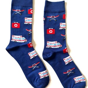 Paramedic Crew Socks | Fun Socks | Cool Socks | Crazy Socks | Ambulance | Funky Socks | Men&#39;s Socks | First Rescuers Theme Gift Idea