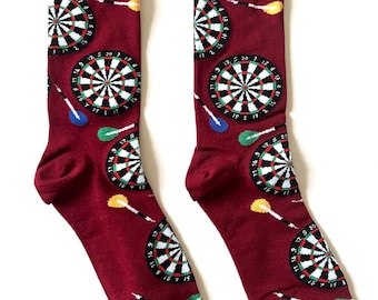 Darts Crew Socks | Fun Socks | Cool Socks | Crazy Socks | Darts | Funky Socks | Men's Socks | Leisure Sports Theme Gift Idea