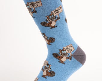 Canuck You Women's Socks | Canadian Theme Socks | Women's Novelty Socks | Awesome Socks | Crazy Socks | Crew Socks | Funky Socks