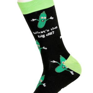 Wat zijn de Big Dill-sokken | Herensokken | Nieuwigheid sokken | Augurk sokken | Voedingssokken |  | Geweldige sokken | Bruidegom sokken | Funky sokken