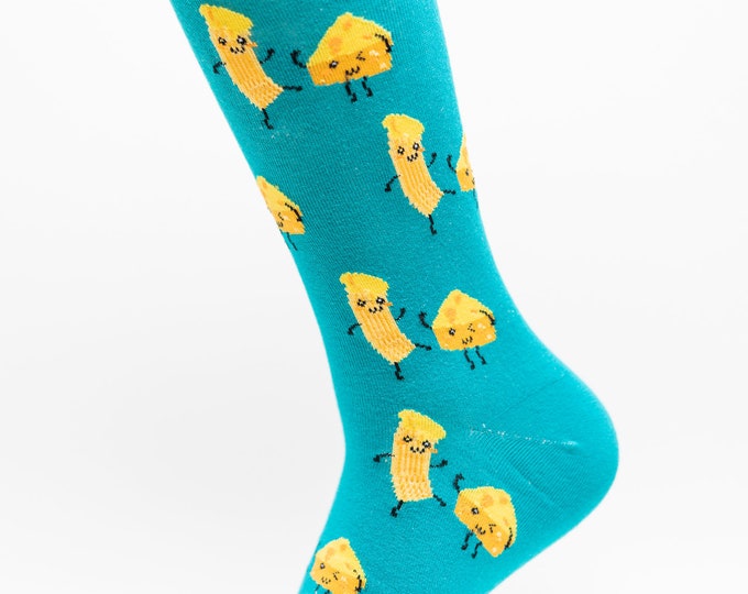 Mac and Cheese Crew Socks | Fun Socks | Cool Socks | Awesome Socks | Crazy Socks | Groom Socks | Funky Socks | Men's Socks | Foodie