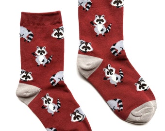 Calcetines para niños / Calcetines de mapache / Calcetines de tripulación / Regalos para niños / Calcetines divertidos / Calcetines geniales / Calcetines impresionantes / Calcetines locos / Calcetines funky