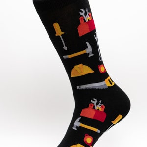 Construction Crew Socks | Fun Socks | Cool Socks | Awesome Socks | Crazy Socks | Groom Socks | Funky Socks | Men&#39;s Socks | Tools Handyman