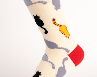 Cat Tails Women's Crew Socks | Fun Socks | Cool Socks | Awesome Socks | Novelty Socks | Bride Socks | Cat Gift Idea Socks for her