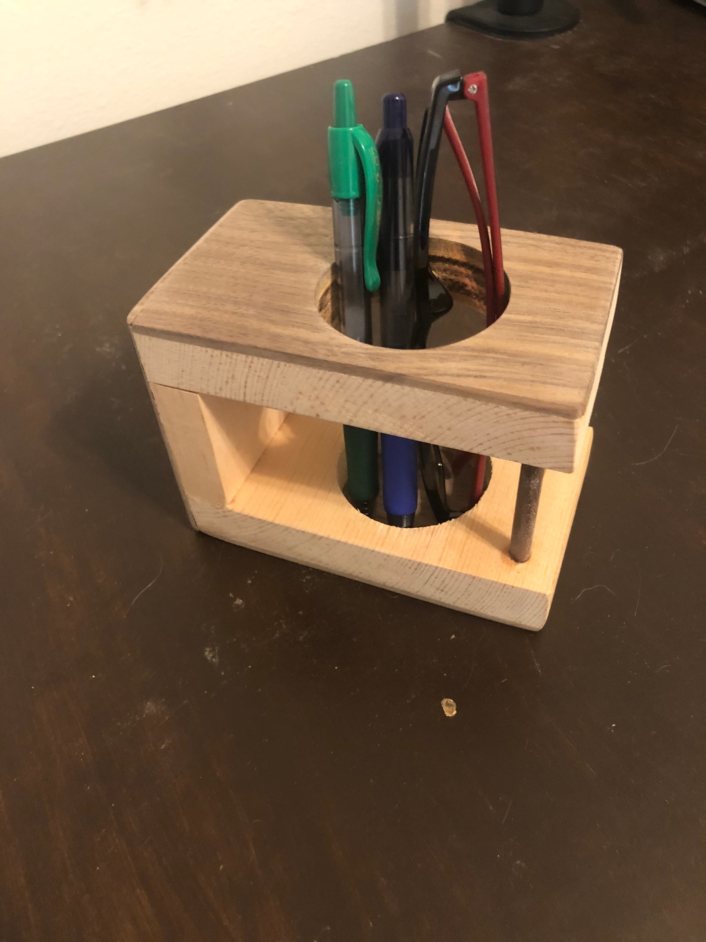 Mid Century Style Wood Desk Organizer Walnut and Pine. Etsy