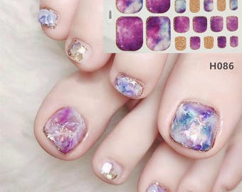 Galaxy Marble Toenail Toe Nail Stickers Silver Moon Leopard Print Self Adhesive Nail Art Decal HSeries