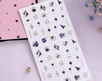 Abstract Geometric Figure Nail Stickers Diamond Galaxy Crystal Star Heart Rose Self-Adhesive Nail Art Decals