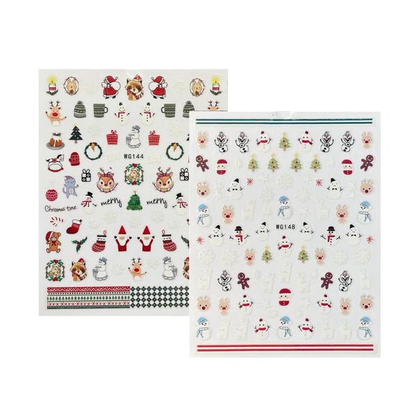Christmas Nail Stickers - Santa Reindeer Decals - Christmas Eve Box - Rudolf Red Nose Y153 - UK