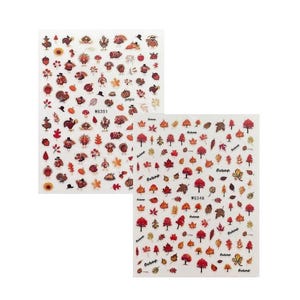 Herbst Blatt Blätter Nail Art Aufkleber Aufkleber Türkei Ernte Erntedank Ahorn Rote Blätter Gelb Eichhörnchen Hirsch Fuchs Kürbis Selbstklebende WGSA