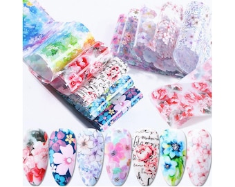 Small Flower Nail Foil Transfer Spring Summer Floral Rose Daisy 10Pcs 17XK9116