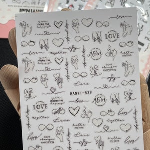 Corazón corazones chica jefe uñas arte pegatinas calcomanías San Valentín amor oso letras globos rosa autoadhesivo HANYIDLS