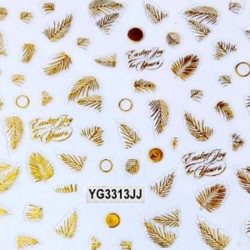 Black Gold Leaves Nail Stickers Etsy