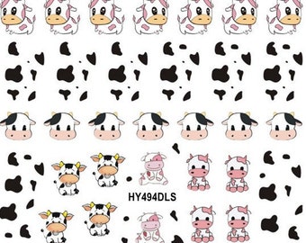 Spotted Cow Print Leopard Print Pattern Cows Chocolate Bears Calf Rabbit Bunny Self-Adhesive Nail Art Decals Stickers HANYIDLS