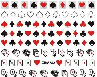 Poker Karte Aces Nail Art Sickers Abziehbild Spiel Jokers Clubs Herzen Diamanten Selbstklebende Nail Art Sticker WGSA