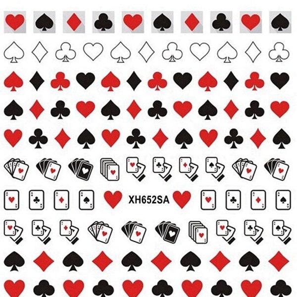 Poker Card Aces Nail Art Sickers Decals Game Jokers Clubs Hearts Diamonds Self-Adhesive Nail Art Stickers WGSA