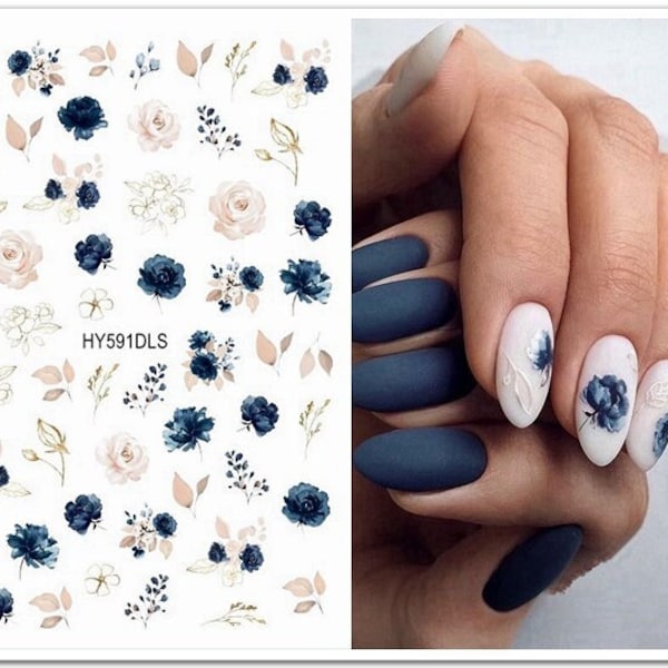 Floral Flower Bee Nail Stickers Decals Butterfly Rose Lavender Daisy Self Adhesive Nail Art Stickers HYSeries