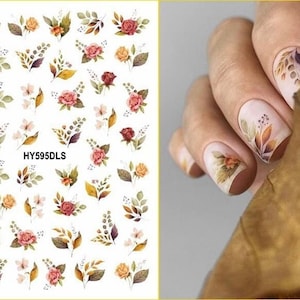 Floral Blue Flower Nail Stickers Decals Rose Lavender Daisy Self Adhesive Nail Art Stickers HYSeries