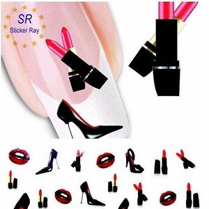 Lips Love Water Transfer Nail Decals Lipstick Love Kiss Be Mine Heart Nail Art Water Decals Stickers Transfers XFJJ