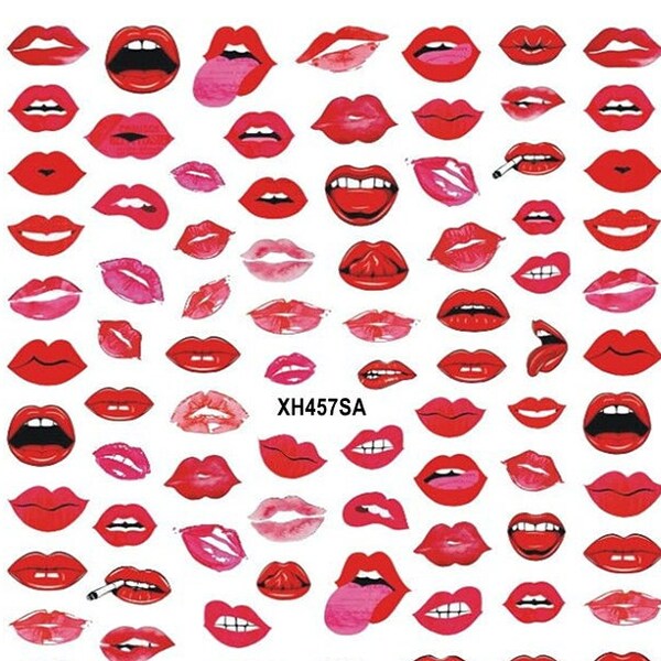 Lips Nail Stickers Etsy