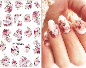 Floral Leaf Nail Stickers Decals Flower Branch Bloom Rose Lavender Daisy Flowers Self-Adhesive Nail Art Decals Stickers HANYIDLS
