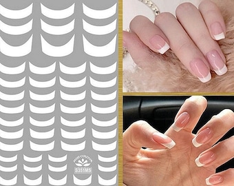 French Nail Art Stickers Decals Classic French Tips Hearts Stars Black White