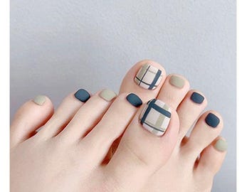 Pegatinas para uñas de los pies con diseño de cuadros verdes, calcomanías para uñas de los pies, flores de margaritas a cuadros, pegatinas autoadhesivas de mármol para decoración de uñas HSeries