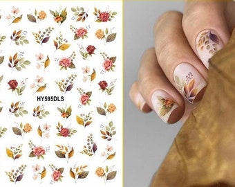 Floral Blue Flower Nail Stickers Decals Rose Lavender Daisy Self Adhesive Nail Art Stickers HYSeries