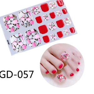 Pink Spring Red Toenail Toe Nail Stickers Chrome Silver Marble Skittles Polka Dots Self Adhesive Nail Wraps Nail Art Decals