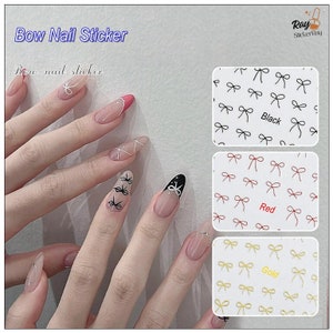 Bow Nail Stickers 5 Colors Bow Gold Silver Red Black White Self Adhesive Nail Art Decals JOYJ