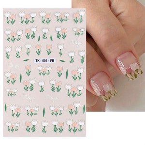 Tulip Flowers Nail Art Stickers Decals Tulips Flower Blue Pink Self Adhesive DPSeries