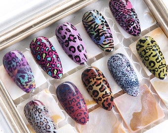 Pink Leopard Print Nail Foil Transfer Snake Skin Pattern Zebra Tiger (10Pcs 20X4cm) 76XK19130