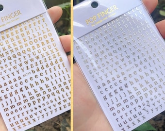 English Letters Alphabet Nail Art Decal Handwriting Letter Sheet 8 Colors Self Adhesive Nail Art Stickers WGSA