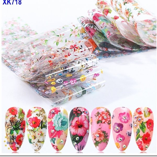 Hibiscus Camellia Nail Foil Transfer Red Flower Nail Art Rose Daisy Nail Decal 20XK718