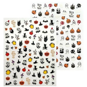 Halloween Nail Stickers Ghost Pumpkin Skull Ghost Grave Witch Black Cat Bloody Drip Spider Web BOO Self Adhesive Nail Art Decals WGSA