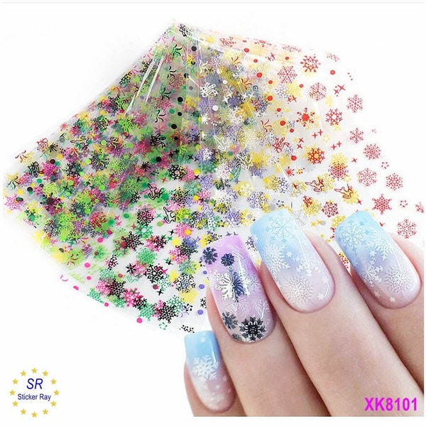 Snowflake Snow Nail Foil Transfer Winter Snow Christmas New Year Red Green Blue Snow Nail Foil T Stickers 42XK8101