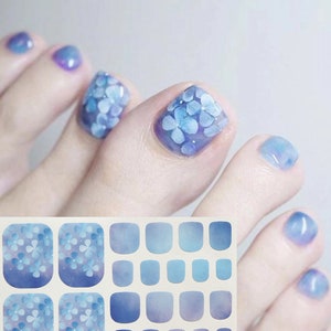 Toenail Blue Flowers Toe Nail Stickers Daisy Japanese Cherry Blossom Nail Wraps Self Adhesive Nail Art Decals HSeries