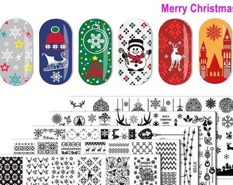 Weihnachtsmann Weihnachtsbaum Nagel Platte Schneeflocke Weihnachten kariert Rodolph Reindeer Ball Ornament Schneemann Metall Nagel Platte