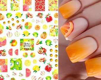 Lemon Fruit Nail Art Stickers Decals Cherry Orange Strawberry Cupcake Sweet Cake Ballet Dancing Self Adhesive FMS