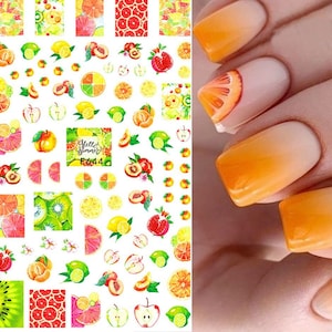 Lemon Fruit Nail Art Stickers Decals Cherry Orange Strawberry Cupcake Sweet Cake Ballet Dancing Self Adhesive FMS