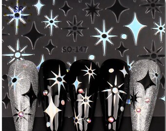 Stars Nail Stickers Diamond 4-puntige ster Sparkle Dots zelfklevende nagelstickers S3SO