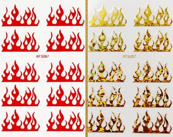 Flame Fire Nail Art Stickers Decals Red Fire Gold Fire 5 Colors Self-Adhesive Nail Art Decals Stickers YG3287JJ