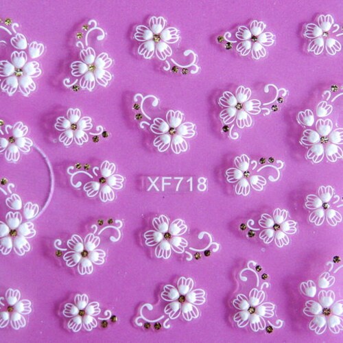 White Daisy Nail Flower Stickers Decals Nail Art DIY Etsy