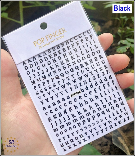 3d English Letter Number Design Nail Art Stickers Self - Temu