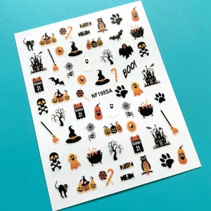 Halloween Ghost Pumpkin Hats Nail Stickers Boo Reaper Spider Web Witch Self Adhesive Nail Art Decals Stickers MeSA