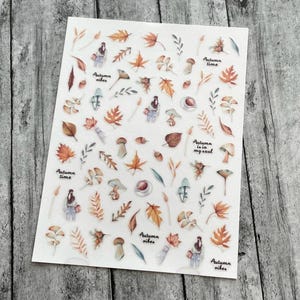 Herbst Nail Art Sticker Herbst Blumen Blätter Orang Herbst Blatt Gänseblümchen Mums Bunt Kürbis Pilz Ahorn Erntedank Nail Art Decals FMS